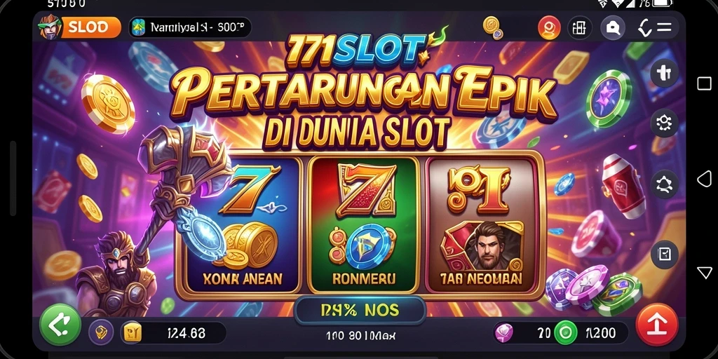 Tampilan permainan 171SLOT dengan pertarungan yang intens dan karakter unik.