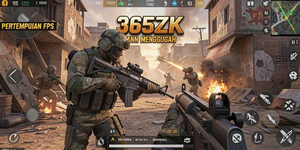 Tampilan gameplay seru di 365ZK dengan aksi tembak-menembak.