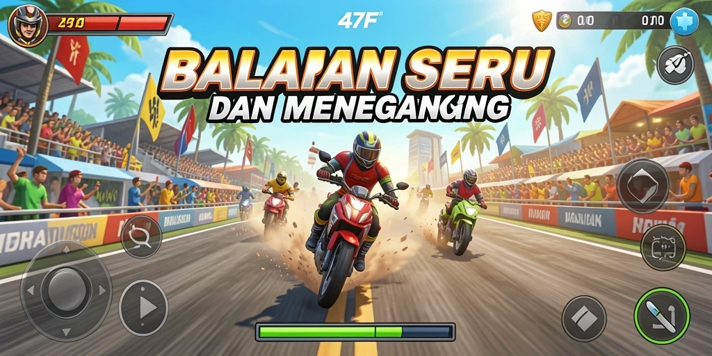 Tampilan gameplay Racing yang seru dan mendebarkan.