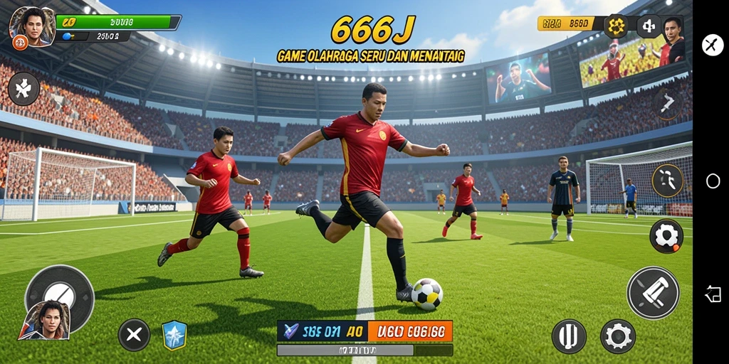 Tangkapan layar 666J menampilkan momen pertandingan olahraga yang seru.