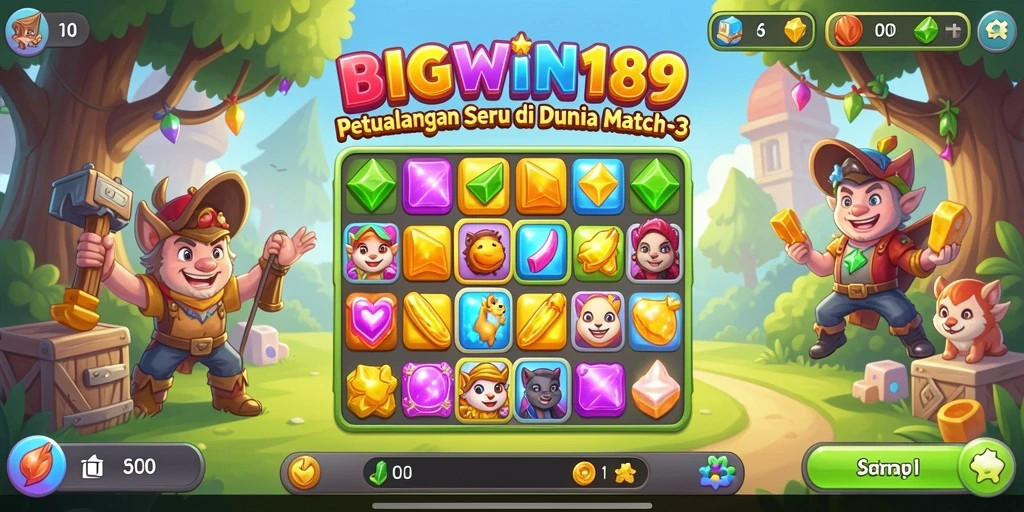 Screenshot menampilkan gameplay seru dari BIGWIN189 di dunia Match-3.