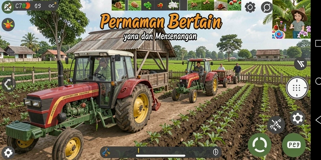Tampilan gameplay C789 yang menampilkan aktivitas bertani yang seru.