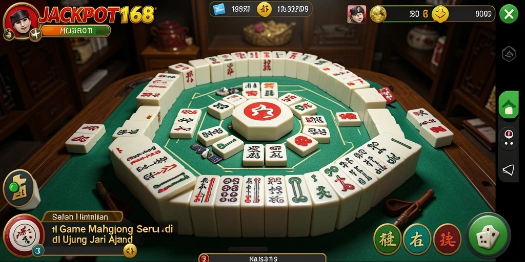 Tampilan gameplay Mahjong JACKPOT168 yang menarik dan interaktif.