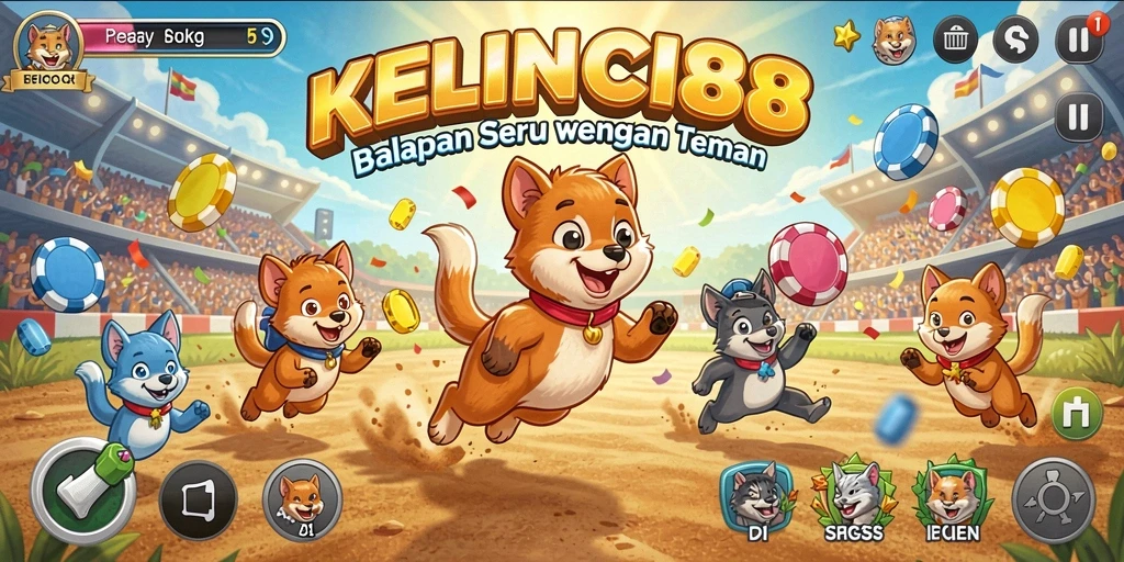 Screenshot gameplay KELINCI88 menampilkan balapan mendebarkan di trek yang dirancang indah.