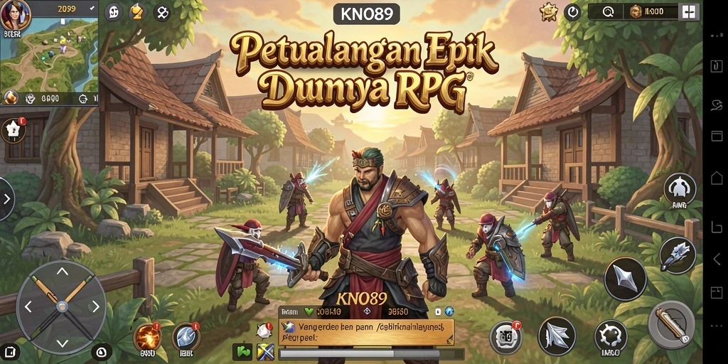Screenshot KNO89 menampilkan pertempuran seru dalam dunia RPG yang dinamis.