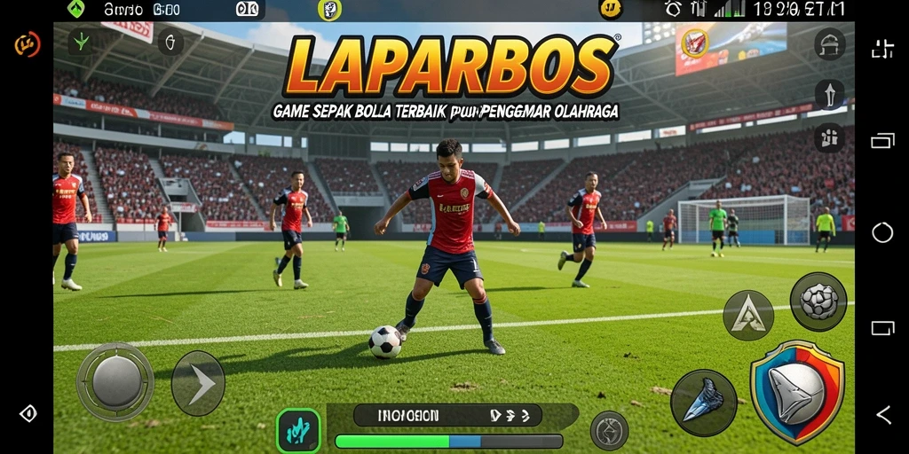 Screenshot LAPARBOS menampilkan aksi dinamis dalam pertandingan sepak bola.