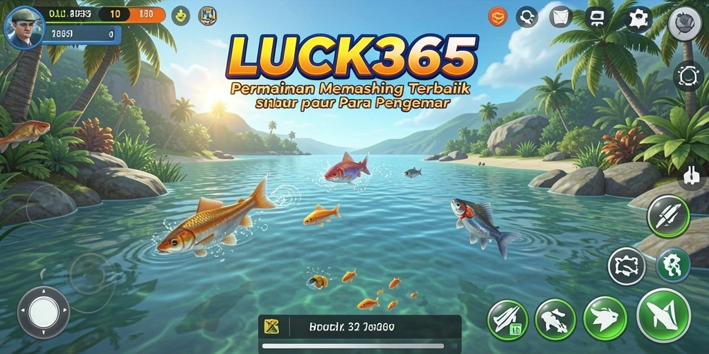 Gameplay seru LUCK365 dengan berbagai lokasi memancing.