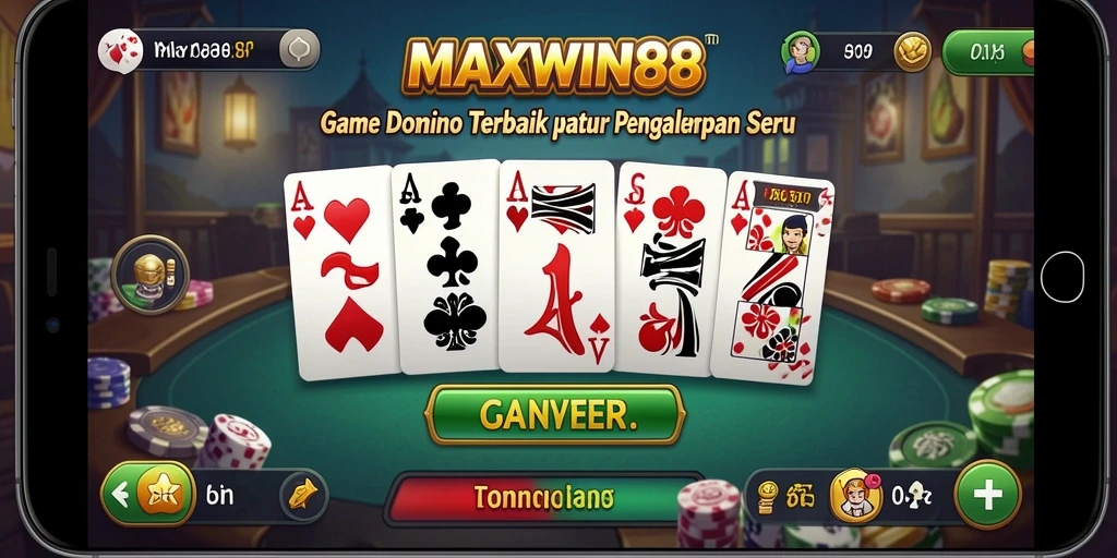 Tampilan gameplay Domino yang menarik di MAXWIN88.