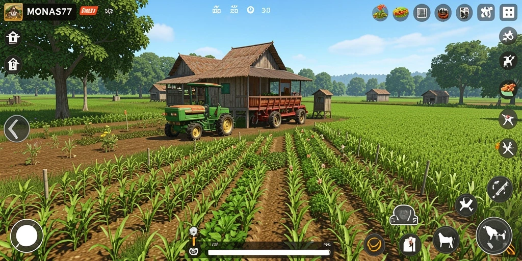 Tampilan gameplay MONAS77 yang menarik dalam bertani.