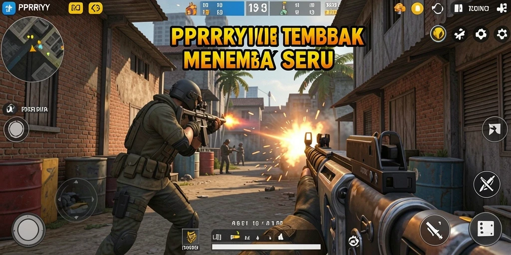 Screenshot gameplay PPRRYY dengan aksi tembak menembak intens.