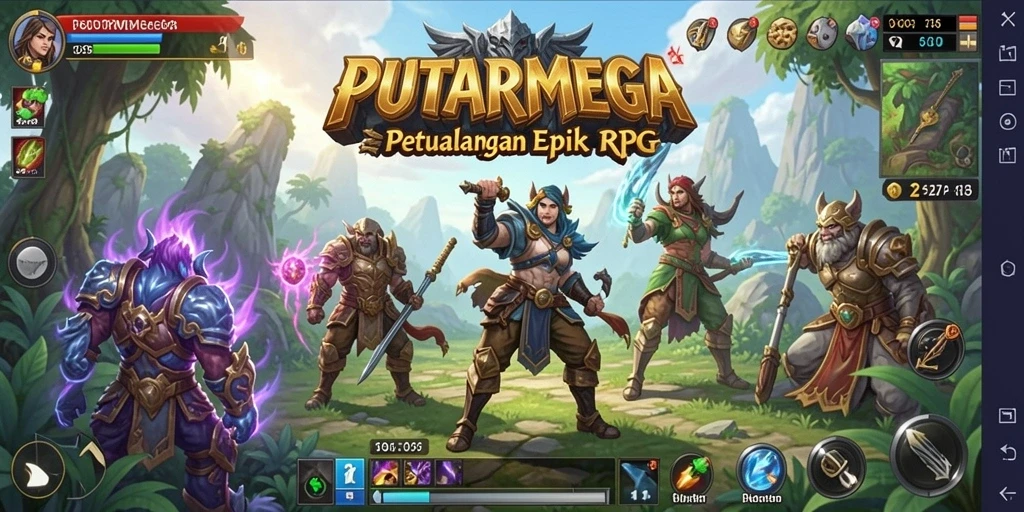 Tampilan permainan RPG PUTARMEGA dengan karakter dan petualangan epik.