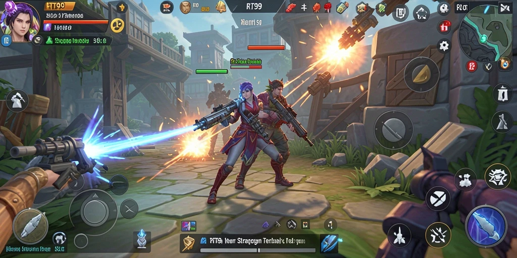 Screenshot gameplay RT99 menampilkan aksi strategis yang menegangkan.