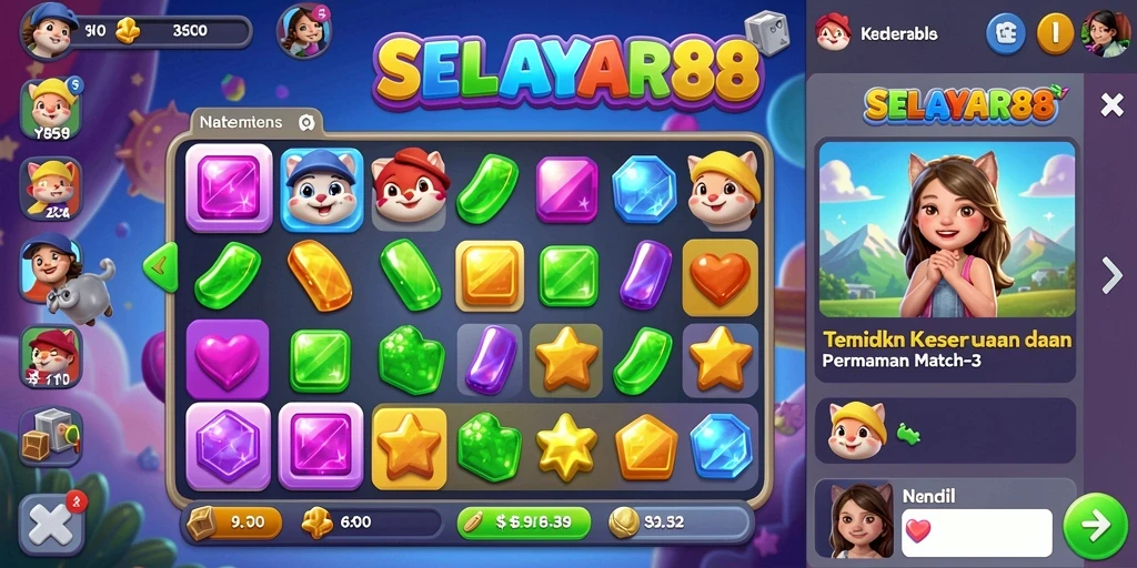Tampilan gameplay seru dalam <strong>SELAYAR88</strong> saat mencocokkan tiga elemen.
