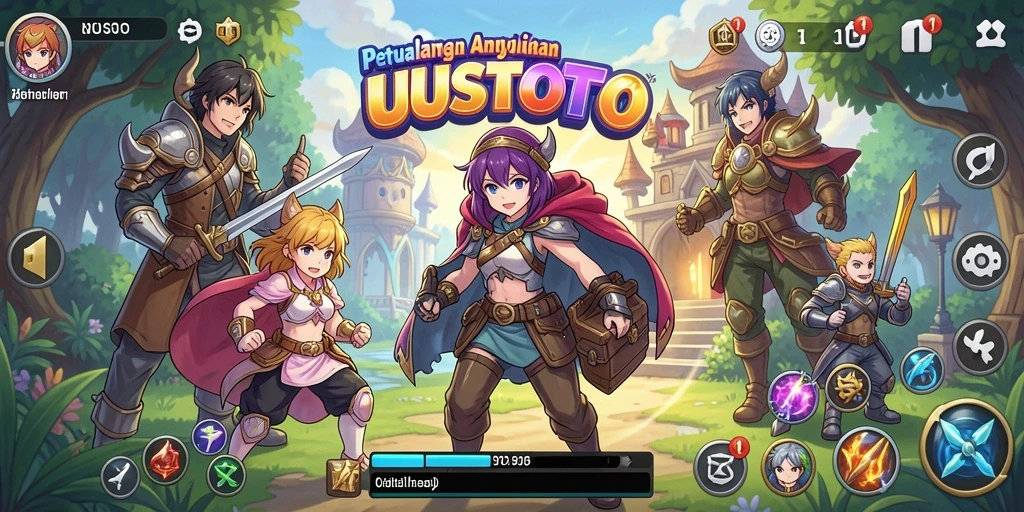 Screenshot gameplay UUSTOTO yang menampilkan aksi pertarungan epic.