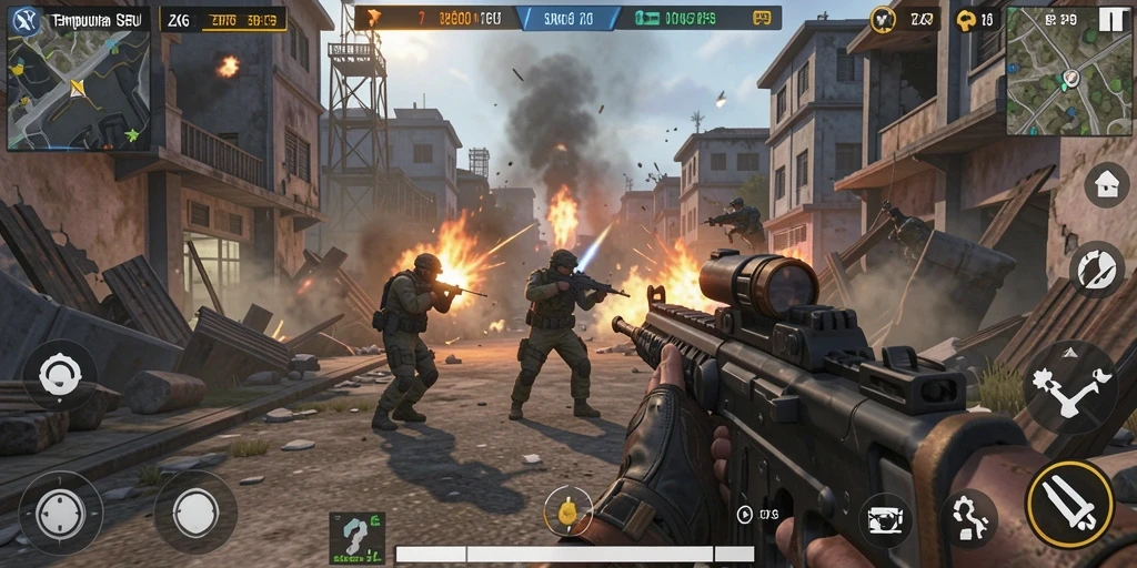 Screenshot gameplay seru ZK6 yang menampilkan aksi TPS mendebarkan.